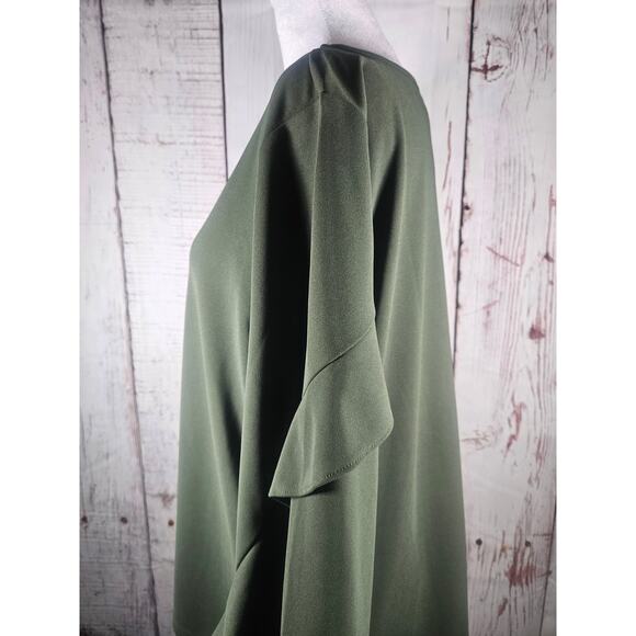 Ann Taylor Factory Womens Flowly Ruffle Sleeve Blouse SIZE L Green - Picture 4 of 6